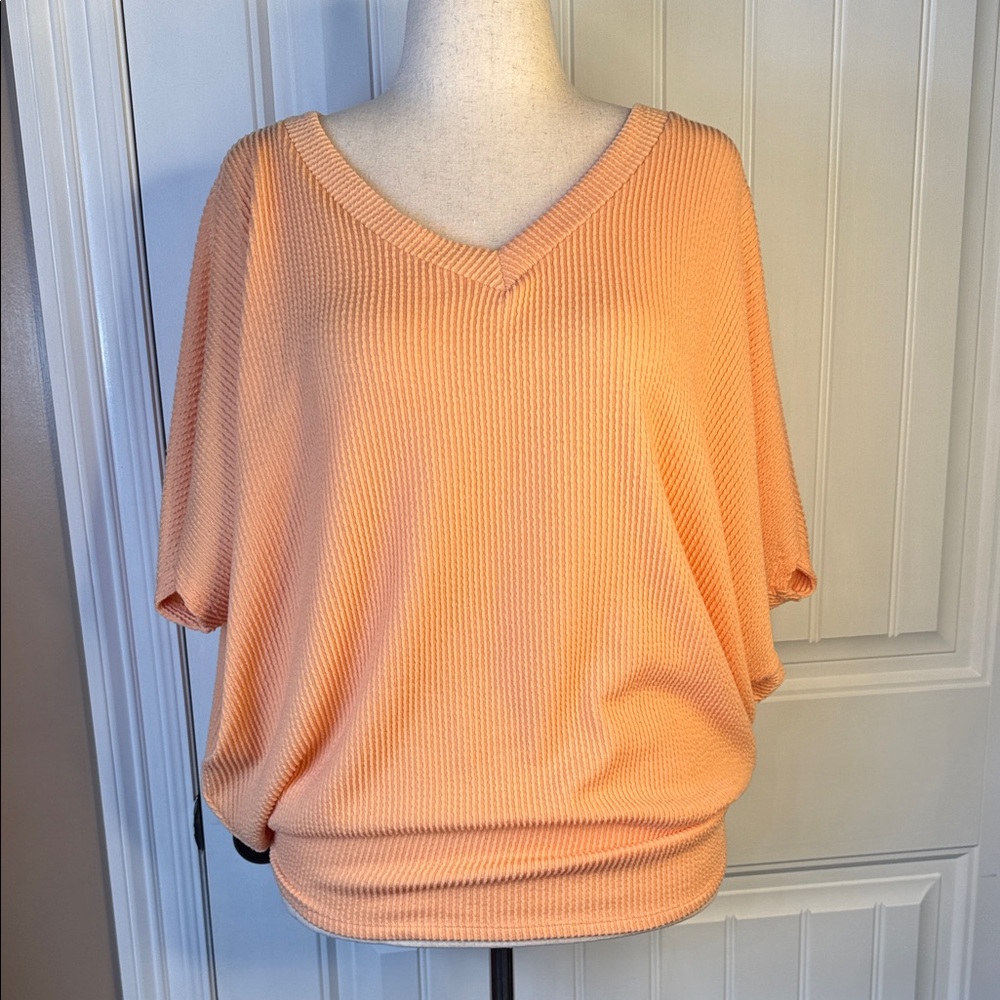 ANDRÉE BY UNIT Peach Ribbed Knit Top Apricot Size XL
